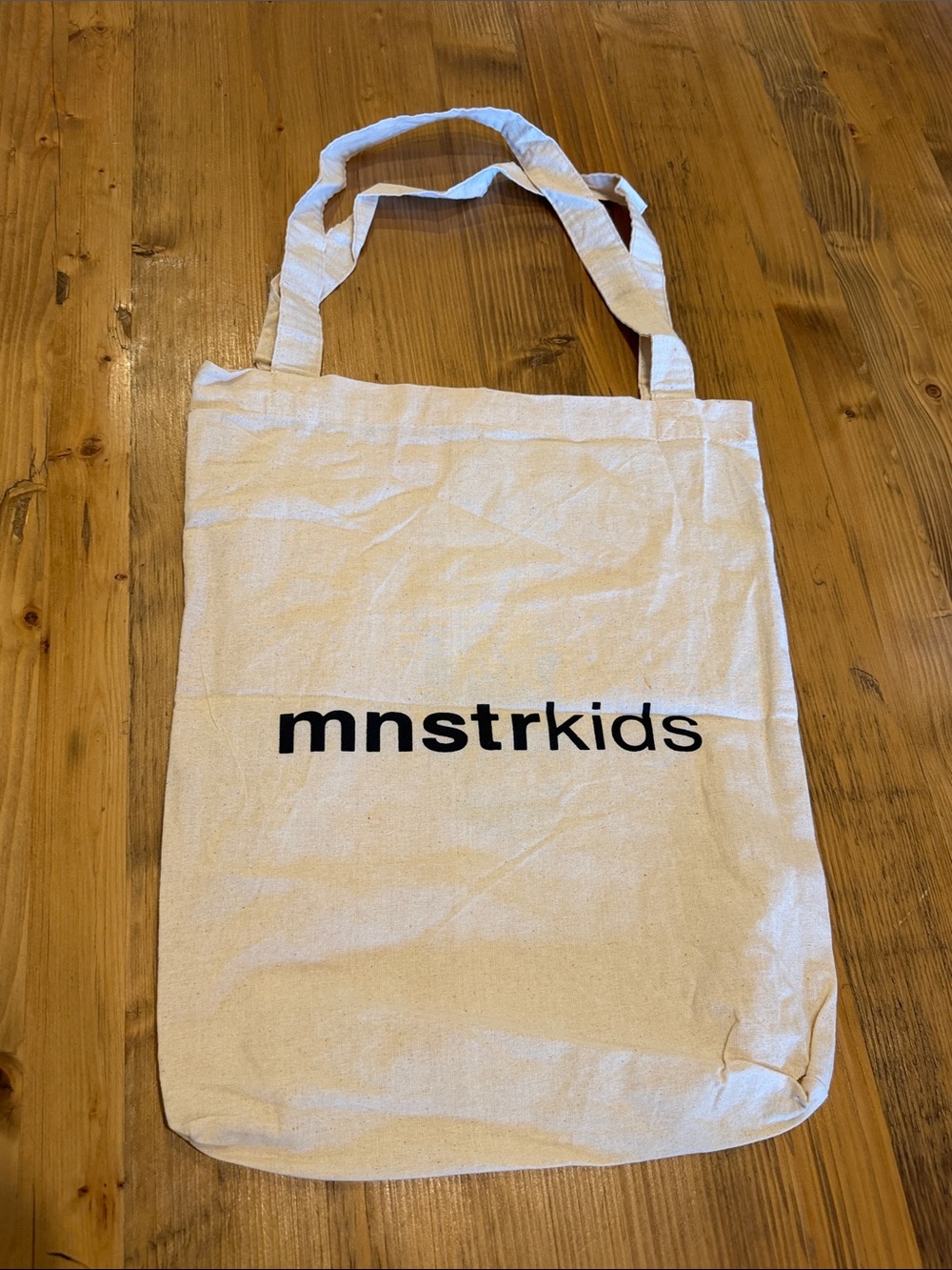 Munster Natural Canvas Tote with Black mnstrkids Logo